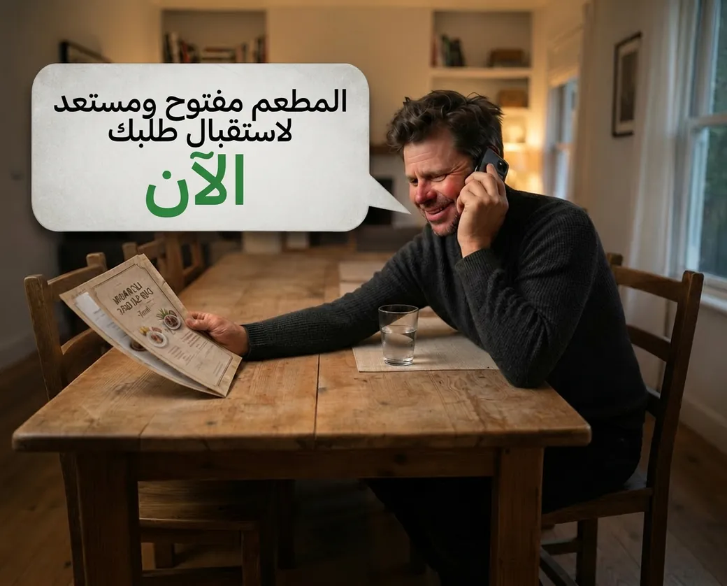 عميل سعيد يتصل: المطعم مفتوح ومستعد لاستقبال طلبك الآن